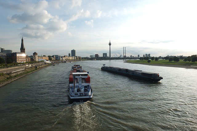 Barges on a river