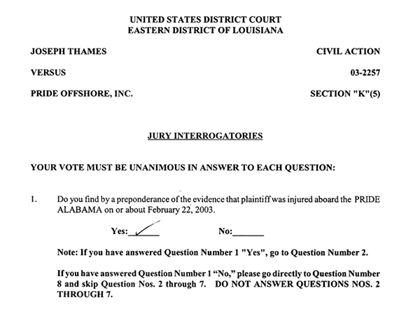 Jones Act Jury Form