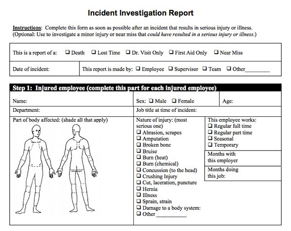 OSHA accident report
