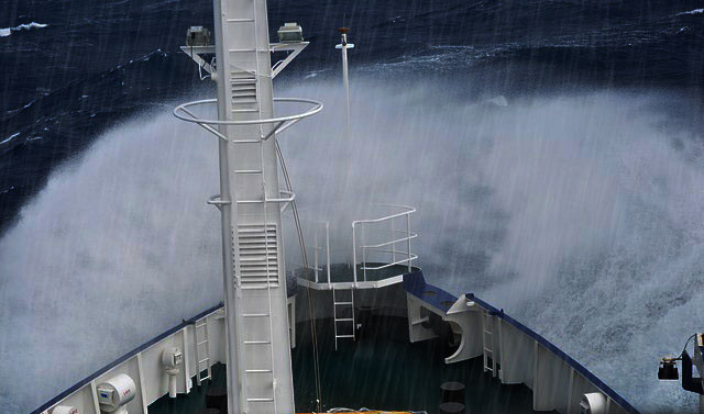 rough weather on a vessel