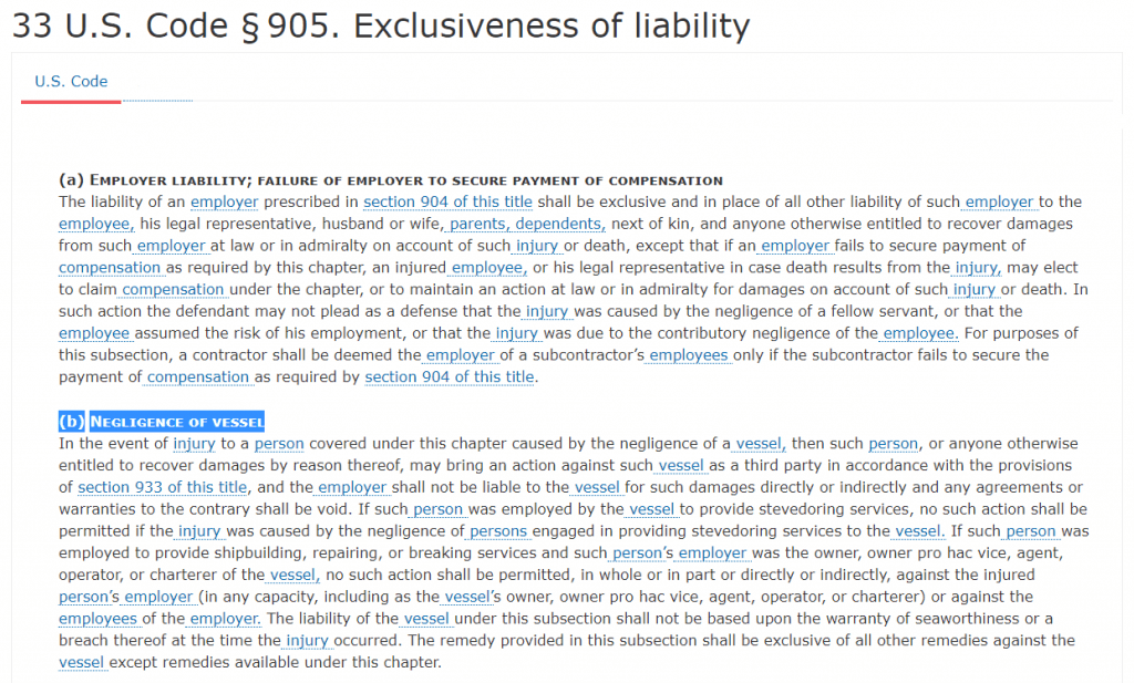 what is a 905b claim? an amendment in LHWCA