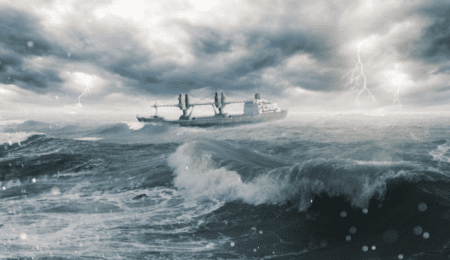 maritime vessel on stormy waters